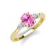 3 - Honora 9x7 mm Oval Shape Lab Created Pink Sapphire and Pear Shape Diamond Three Stone Engagement Ring 