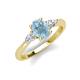 3 - Honora 9x7 mm Oval Shape Aquamarine and Pear Shape Diamond Three Stone Engagement Ring 