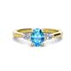 1 - Honora 9x7 mm Oval Shape Blue Topaz and Pear Shape Diamond Three Stone Engagement Ring 