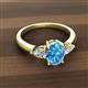 2 - Honora 9x7 mm Oval Shape Blue Topaz and Pear Shape Diamond Three Stone Engagement Ring 