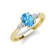 3 - Honora 9x7 mm Oval Shape Blue Topaz and Pear Shape Diamond Three Stone Engagement Ring 
