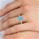 5 - Honora 9x7 mm Oval Shape Blue Topaz and Pear Shape Diamond Three Stone Engagement Ring 