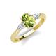 3 - Honora 9x7 mm Oval Shape Peridot and Pear Shape Diamond Three Stone Engagement Ring 