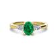 1 - Honora 9x7 mm Oval Shape Lab Created Emerald and Pear Shape Diamond Three Stone Engagement Ring 