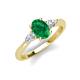 3 - Honora 9x7 mm Oval Shape Lab Created Emerald and Pear Shape Diamond Three Stone Engagement Ring 