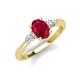3 - Honora 9x7 mm Oval Shape Lab Created Ruby and Pear Shape Diamond Three Stone Engagement Ring 