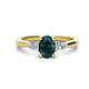 1 - Honora 9x7 mm Oval Shape London Blue Topaz and Pear Shape Diamond Three Stone Engagement Ring 