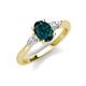 3 - Honora 9x7 mm Oval Shape London Blue Topaz and Pear Shape Diamond Three Stone Engagement Ring 
