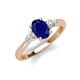 3 - Honora 9x7 mm Oval Shape Lab Created Blue Sapphire and Pear Shape Diamond Three Stone Engagement Ring 