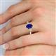 5 - Honora 9x7 mm Oval Shape Lab Created Blue Sapphire and Pear Shape Diamond Three Stone Engagement Ring 