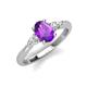 3 - Honora 9x7 mm Oval Shape Amethyst and Pear Shape Diamond Three Stone Engagement Ring 