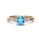 1 - Honora 9x7 mm Oval Shape Blue Topaz and Pear Shape Diamond Three Stone Engagement Ring 