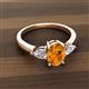 2 - Honora 9x7 mm Oval Shape Citrine and Pear Shape Diamond Three Stone Engagement Ring 