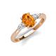 3 - Honora 9x7 mm Oval Shape Citrine and Pear Shape Diamond Three Stone Engagement Ring 