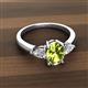 2 - Honora 9x7 mm Oval Shape Peridot and Pear Shape Diamond Three Stone Engagement Ring 