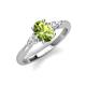 3 - Honora 9x7 mm Oval Shape Peridot and Pear Shape Diamond Three Stone Engagement Ring 