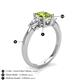 4 - Honora 9x7 mm Oval Shape Peridot and Pear Shape Diamond Three Stone Engagement Ring 