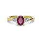 1 - Honora 9x7 mm Oval Shape Rhodolite Garnet and Pear Shape Diamond Three Stone Engagement Ring 