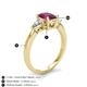 4 - Honora 9x7 mm Oval Shape Rhodolite Garnet and Pear Shape Diamond Three Stone Engagement Ring 