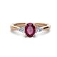 1 - Honora 9x7 mm Oval Shape Rhodolite Garnet and Pear Shape Diamond Three Stone Engagement Ring 