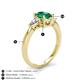4 - Honora 9x7 mm Oval Shape Lab Created Emerald and Pear Shape Diamond Three Stone Engagement Ring 