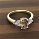 2 - Honora 9x7 mm Oval Shape Smoky Quartz and Pear Shape Diamond Three Stone Engagement Ring 