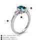 4 - Honora 9x7 mm Oval Shape London Blue Topaz and Pear Shape Diamond Three Stone Engagement Ring 