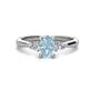 1 - Honora 9x7 mm Oval Shape Aquamarine and Pear Shape Diamond Three Stone Engagement Ring 