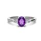 1 - Honora 9x7 mm Oval Shape Amethyst and Pear Shape Diamond Three Stone Engagement Ring 