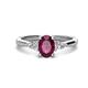 1 - Honora 9x7 mm Oval Shape Rhodolite Garnet and Pear Shape Diamond Three Stone Engagement Ring 