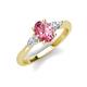 3 - Honora 9x7 mm Oval Shape Pink Tourmaline and Pear Shape Diamond Three Stone Engagement Ring 