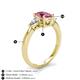 4 - Honora 9x7 mm Oval Shape Pink Tourmaline and Pear Shape Diamond Three Stone Engagement Ring 