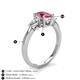 4 - Honora 9x7 mm Oval Shape Pink Tourmaline and Pear Shape Diamond Three Stone Engagement Ring 