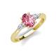 3 - Honora 9x7 mm Oval Shape Pink Tourmaline and Pear Shape Diamond Three Stone Engagement Ring 