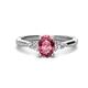 1 - Honora 9x7 mm Oval Shape Pink Tourmaline and Pear Shape Diamond Three Stone Engagement Ring 