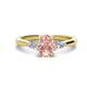 1 - Honora 9x7 mm Oval Shape Morganite and Pear Shape Diamond Three Stone Engagement Ring 