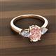 2 - Honora 9x7 mm Oval Shape Morganite and Pear Shape Diamond Three Stone Engagement Ring 