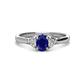 1 - Gianna 7x5 mm Oval Shape Blue Sapphire and Round Diamond Three Stone Engagement Ring 