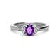 1 - Gianna 7x5 mm Oval Shape Amethyst and Round Diamond Three Stone Engagement Ring 