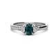 1 - Gianna 7x5 mm Oval Shape London Blue Topaz and Round Diamond Three Stone Engagement Ring 
