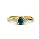 1 - Gianna 7x5 mm Oval Shape London Blue Topaz and Round Diamond Three Stone Engagement Ring 
