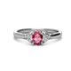 1 - Gianna 7x5 mm Oval Shape Pink Tourmaline and Round Diamond Three Stone Engagement Ring 