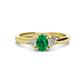1 - Gianna 7x5 mm Oval Shape Emerald and Round Diamond Three Stone Engagement Ring 