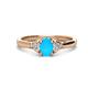 1 - Gianna 7x5 mm Oval Shape Turquoise and Round Diamond Three Stone Engagement Ring 
