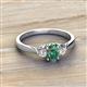 2 - Gianna 7x5 mm Oval Shape Lab Created Alexandrite and Round Diamond Three Stone Engagement Ring 