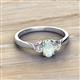 2 - Gianna 7x5 mm Oval Shape Opal and Round Diamond Three Stone Engagement Ring 