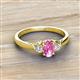 2 - Gianna 7x5 mm Oval Shape Pink Sapphire and Round Diamond Three Stone Engagement Ring 