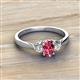 2 - Gianna 7x5 mm Oval Shape Pink Tourmaline and Round Diamond Three Stone Engagement Ring 