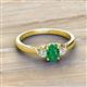 2 - Gianna 7x5 mm Oval Shape Emerald and Round Diamond Three Stone Engagement Ring 