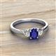 2 - Gianna 7x5 mm Oval Shape Blue Sapphire and Round Diamond Three Stone Engagement Ring 